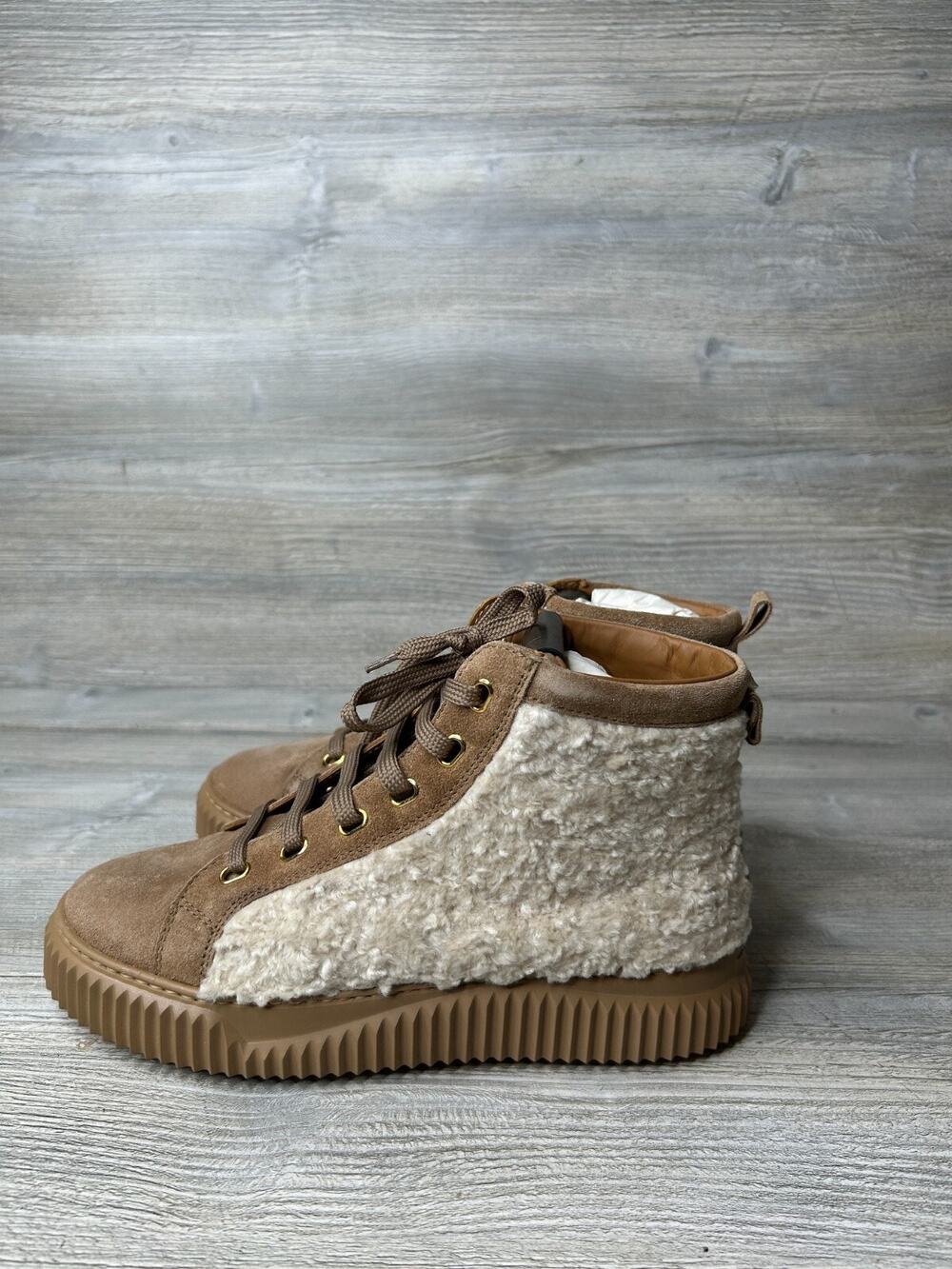 VOILE BLANCHE Amice Beige Suede / Sintetic Lamb Hi Top Sneakers Women's Size 36